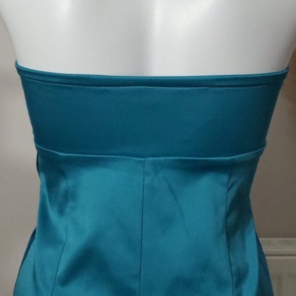 Vintage Y2K Satin Cotton Blend Strapless Sweetheart Bodycon Dress - Picture 4 of 8
